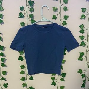 Zara blue XS cropped shirt